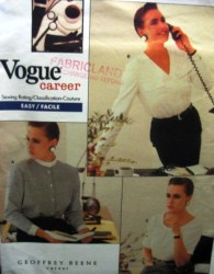 2033  VOGUE G BEENE EZ LOOSE BACK YOKE SS-LS BLOUSE/TOP PATTERN 6-10; 18-22 CHOICE UNCUT